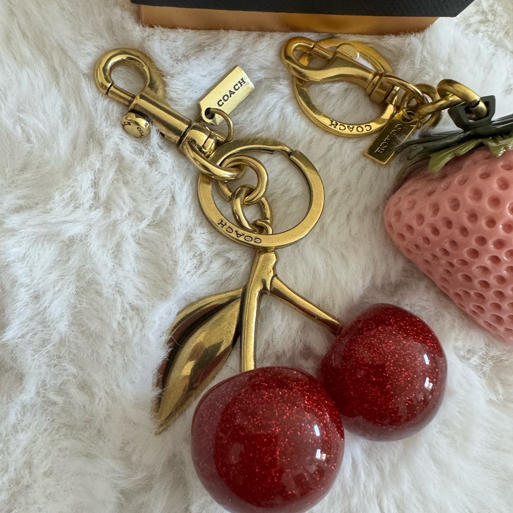 Coach Pink Strawberry and Red Cherry Keychain Bundle - Picture 4 of 5